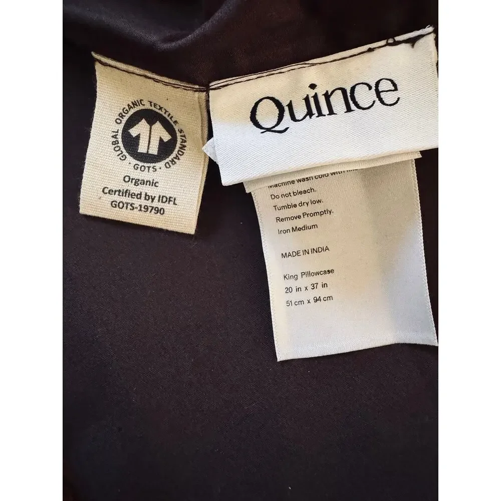 QUINCE Organic Crisp Percale Pillowcase Set KING in ESPRESSO